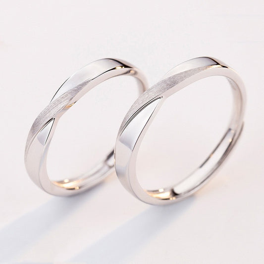 Women's & Men's White Copper Mobius Strip Couple For Rings