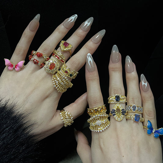 Women's Light Luxury High-grade Open Antique Retro Rings