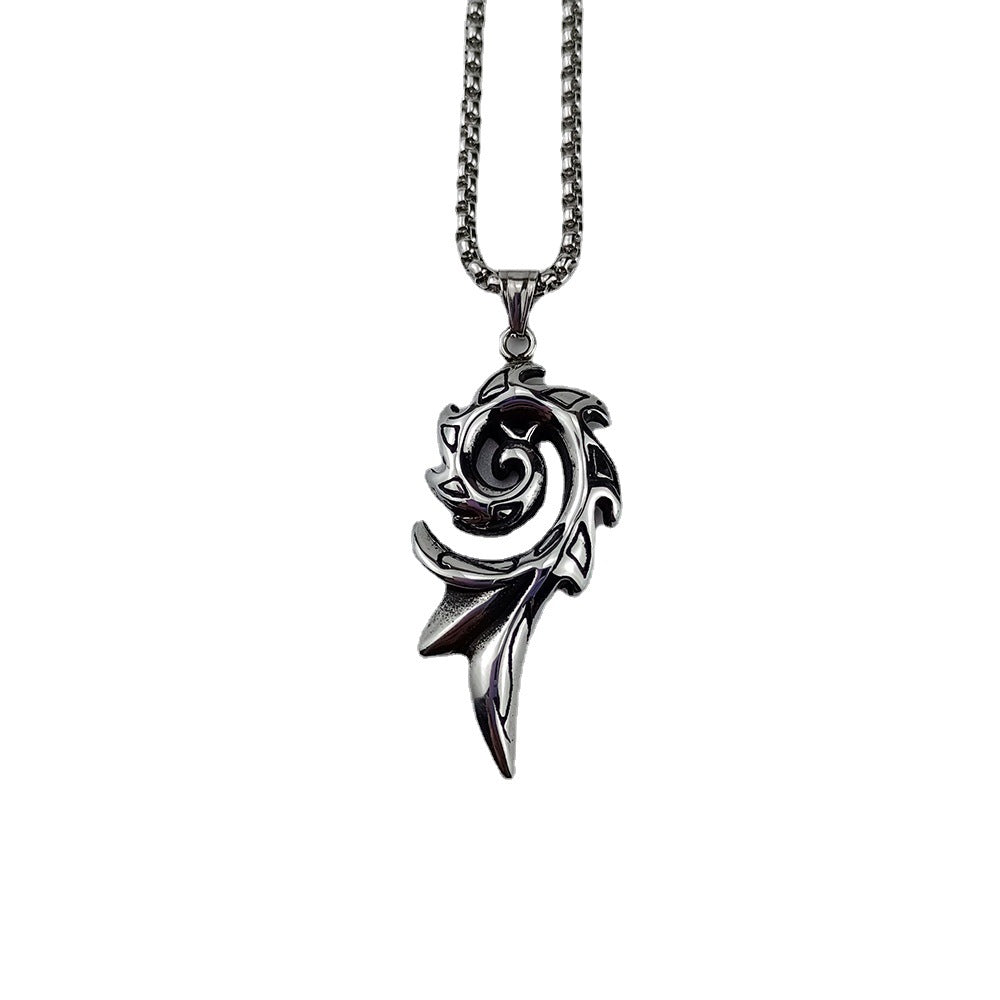 Men's Personality Phoenix Flame Titanium Steel Boys Square Pendants