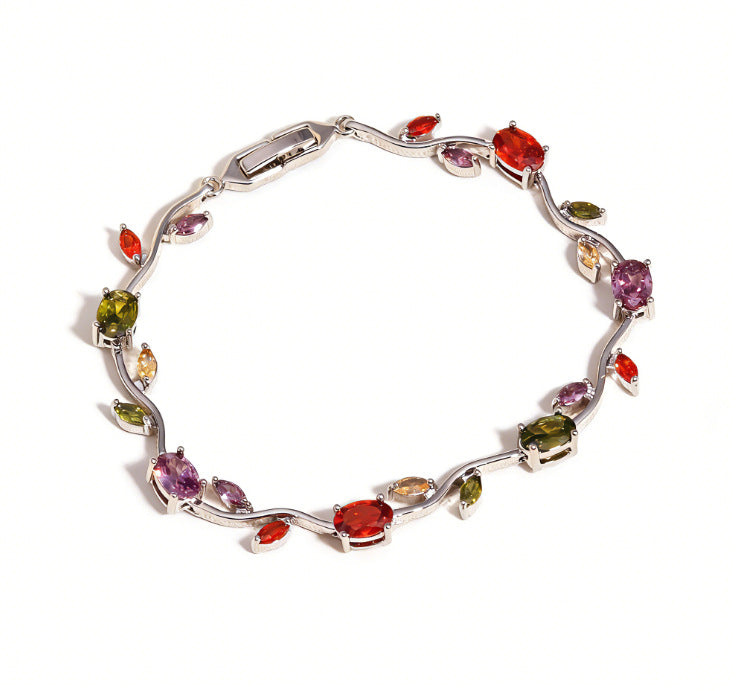 Tulip Colorful Crystals Gem Flower Light Bracelet