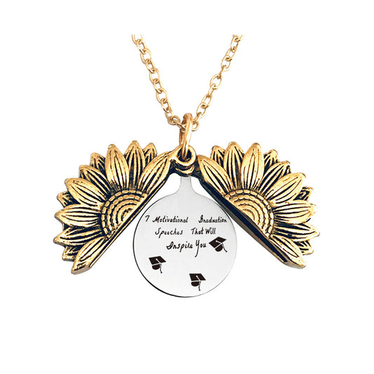 Sunflower Graduation Doctorial Hat Festival Gift Lettering Necklaces