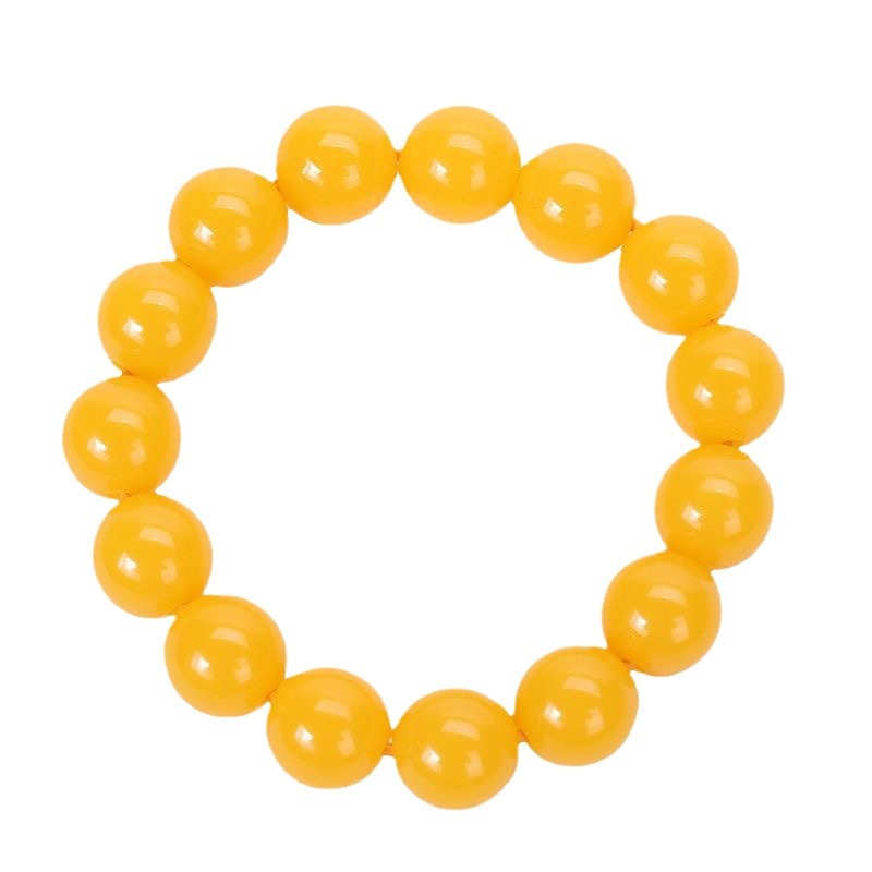 Women's & Men's Yellow Imitation Chicken Oil Beeswax Beads Live Bracelets