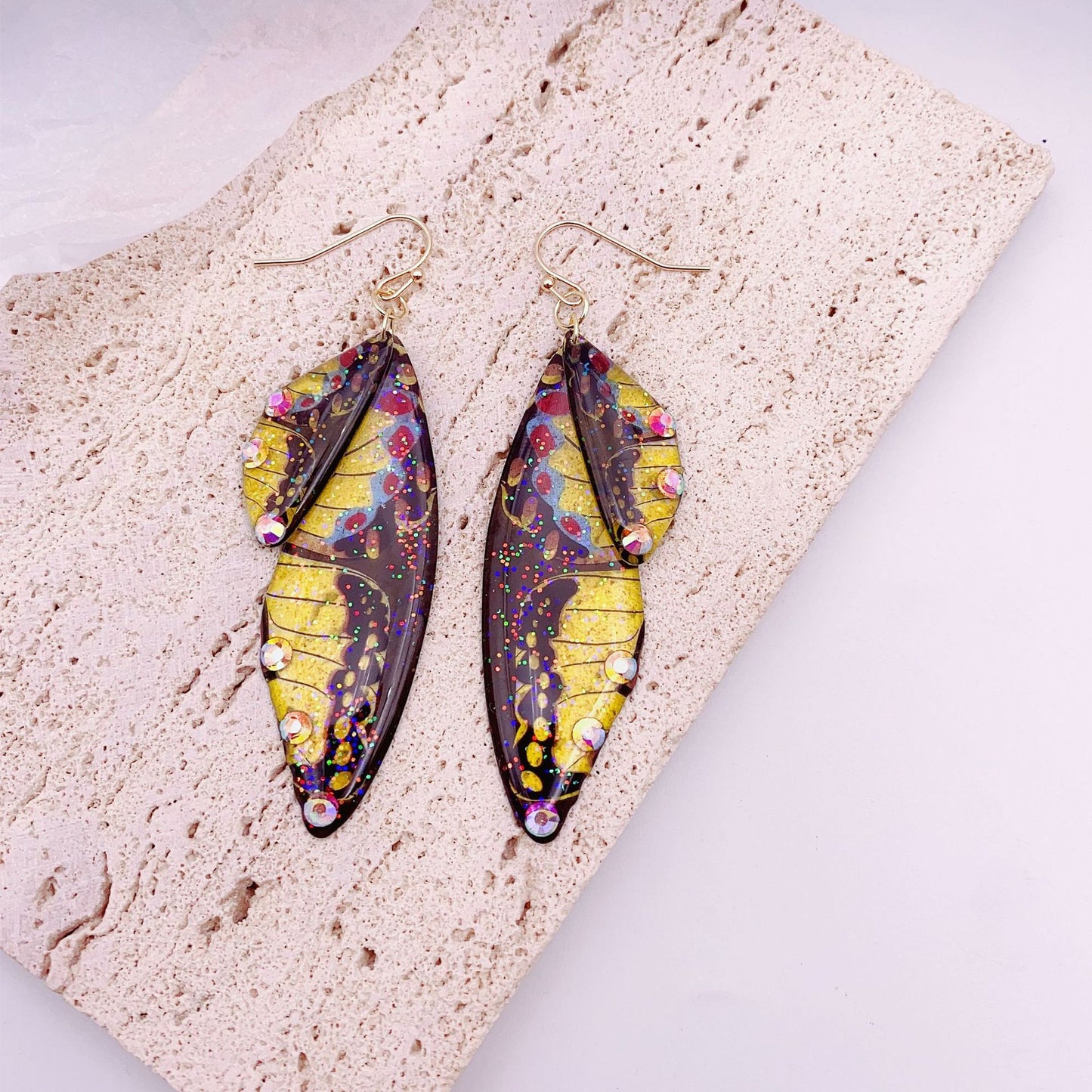 Women's Sier Cicada Wings Ear Hook Butterfly Temperamental Fairy Long Eardrop Earrings
