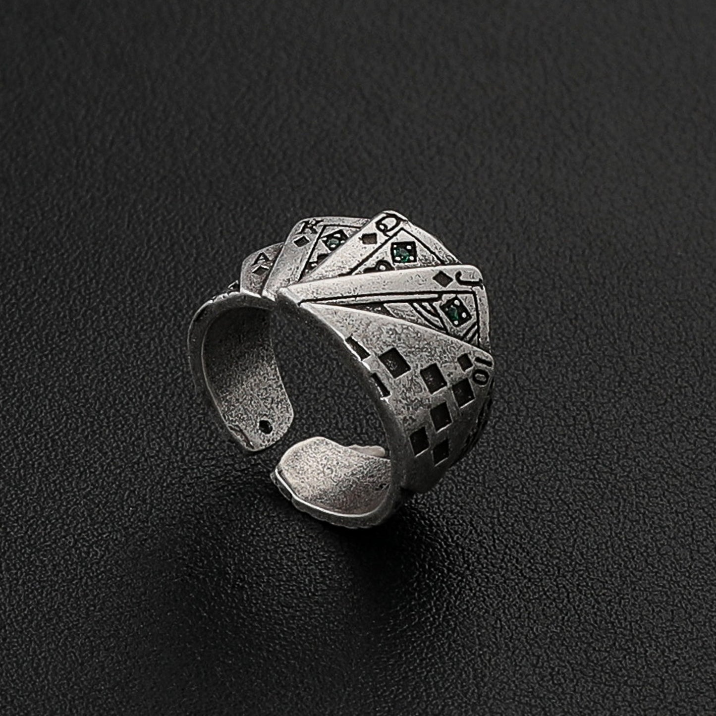 Women's & Men's Retro Poker Neutral Open Flush Gambler Ring