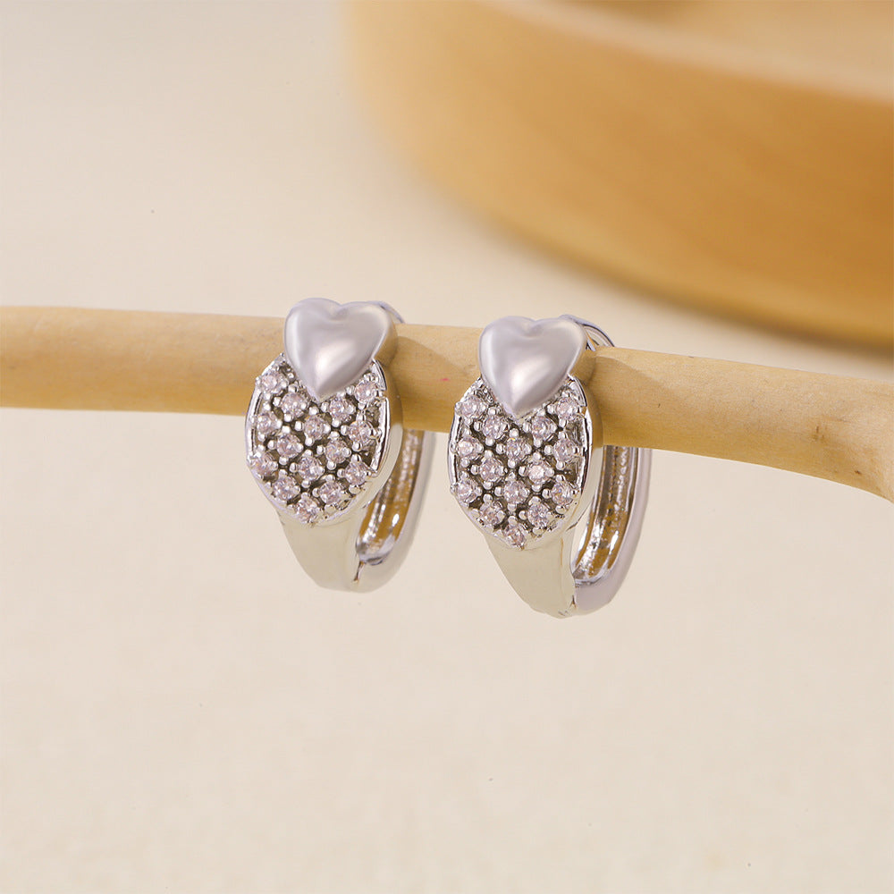 Women's Selection Fashionable Multi Zircon Inlaid Zirconium Earrings