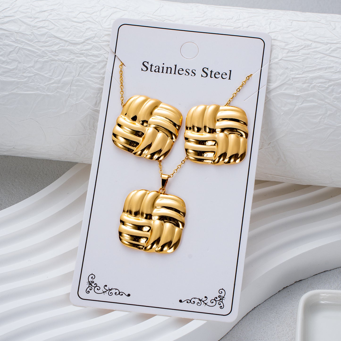 Fashion Personality Stainless Steel Light Luxury Jewelry Set