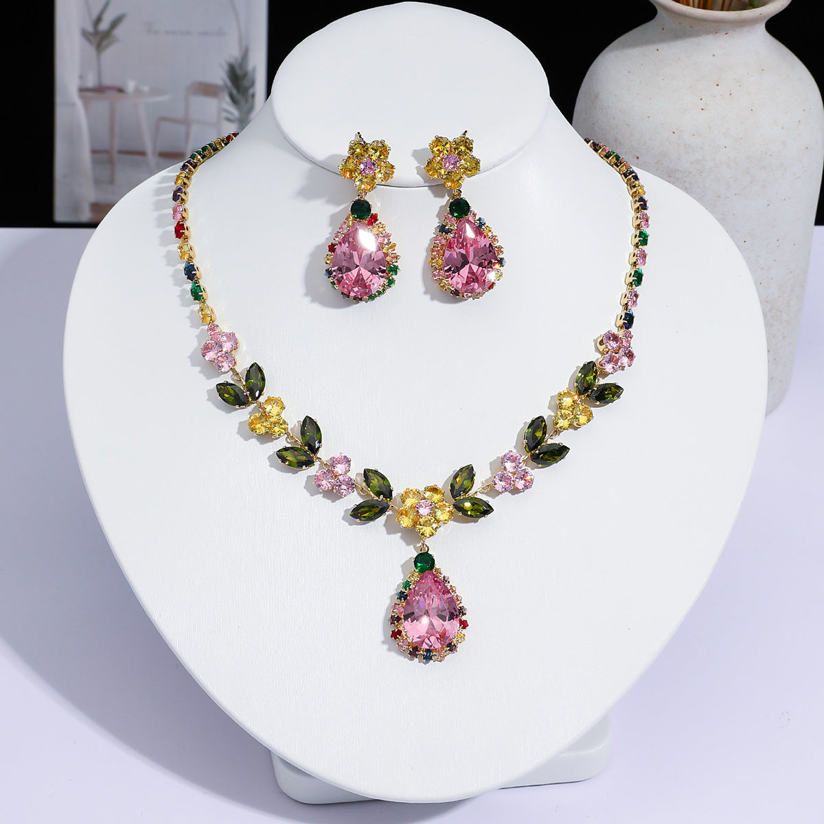 Full Diamond Drop-shaped Temperament The Dinner Party Jewelry Set