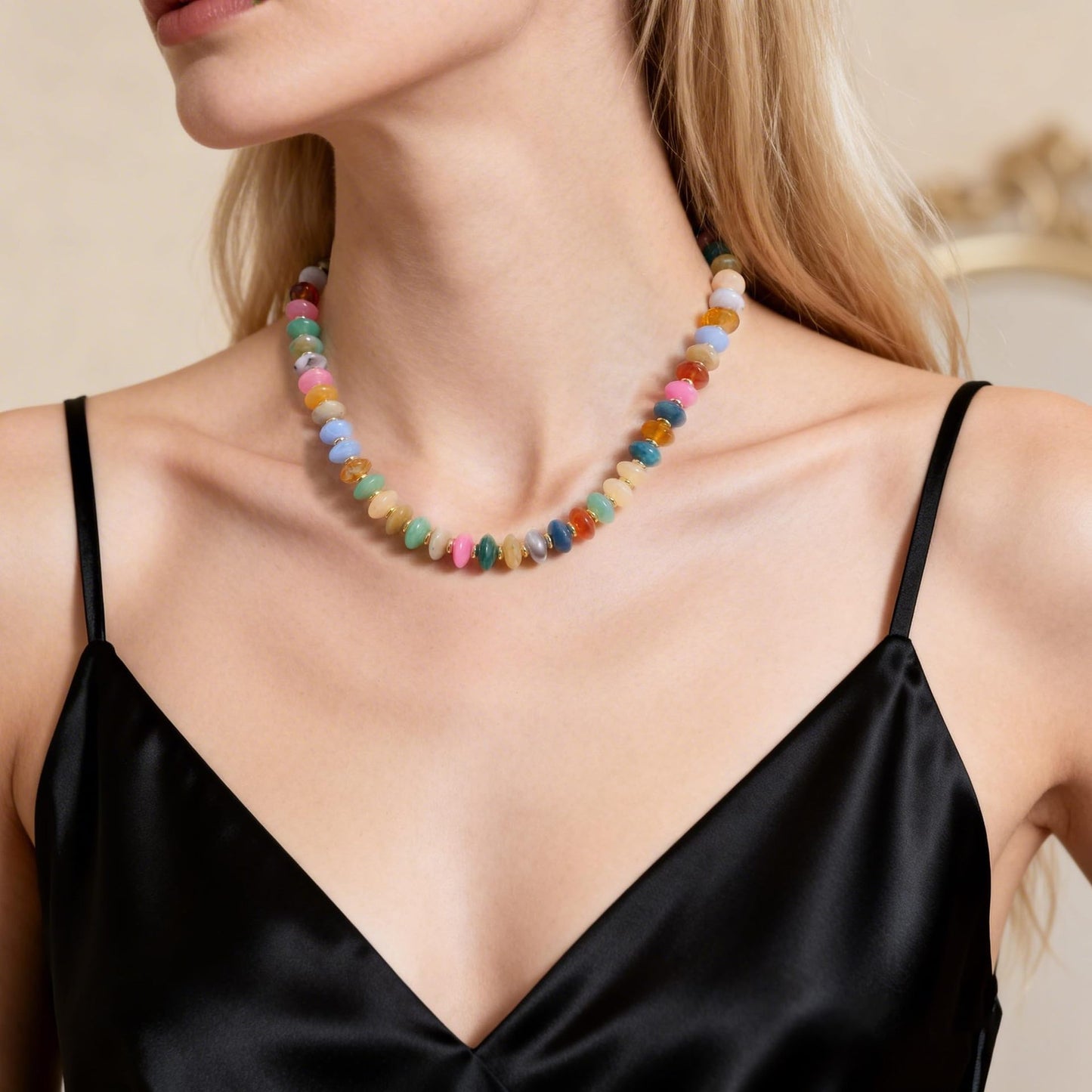 Resin Colorful Acrylic Jelly Clavicle Chain Bohemian Love Barrel Necklaces