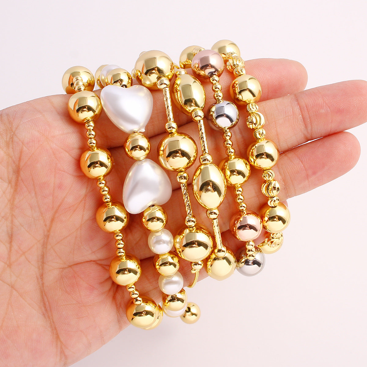 Pearl Plated Golden Balls Lucky Beads Bracelet