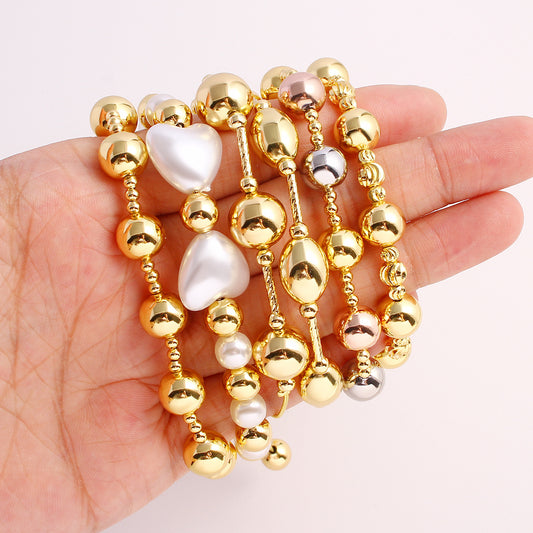 Pearl Plated Golden Balls Lucky Beads Bracelet
