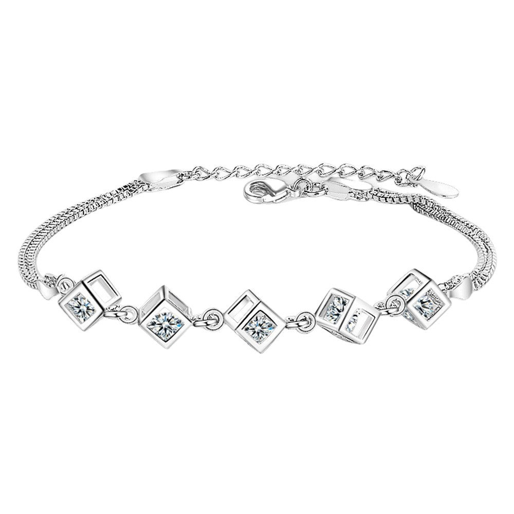 Love Cube Crystal Stylish Zircon Square Geometric Bracelets