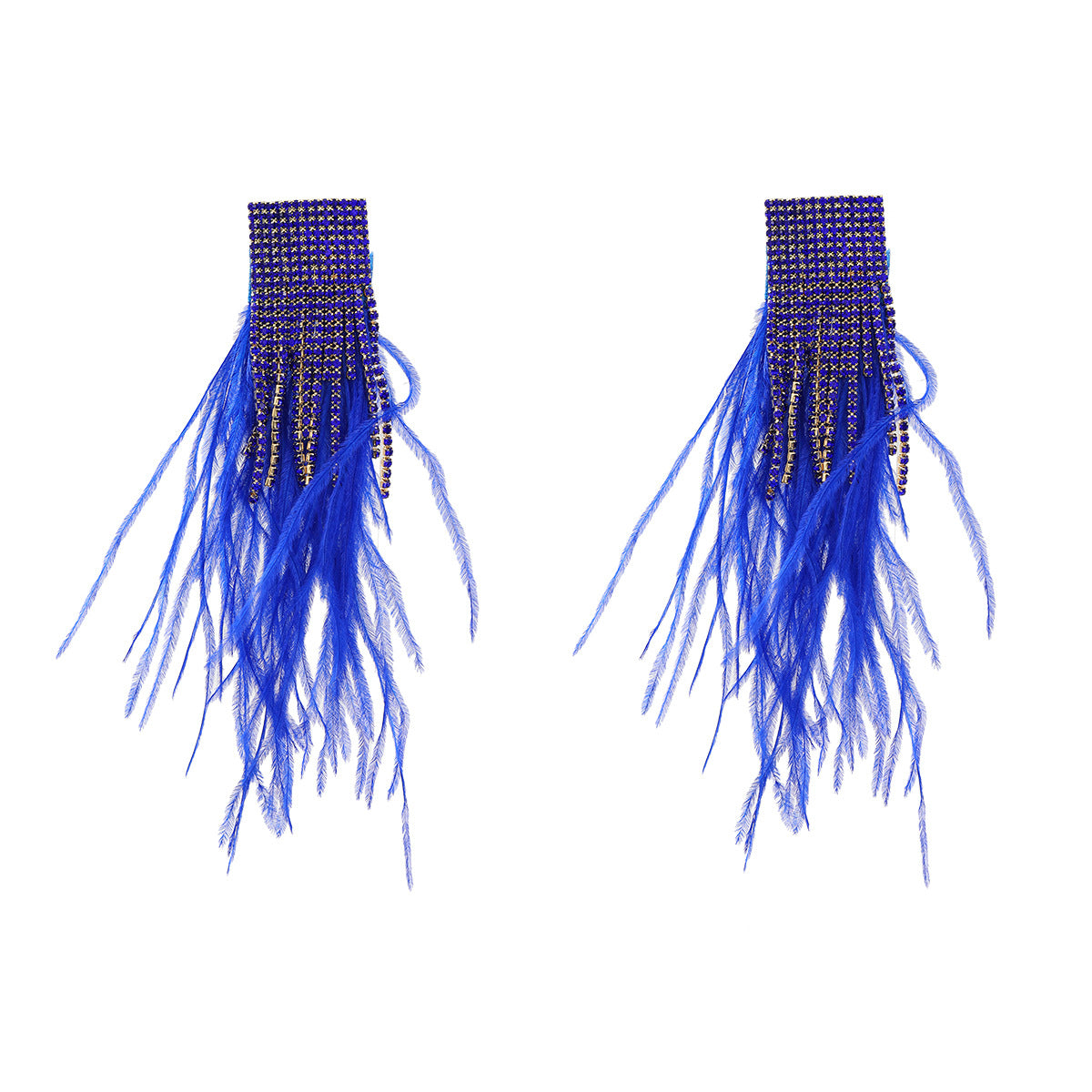 Women's Alloy Diamond Long Feather Tassel Bohemian Earrings