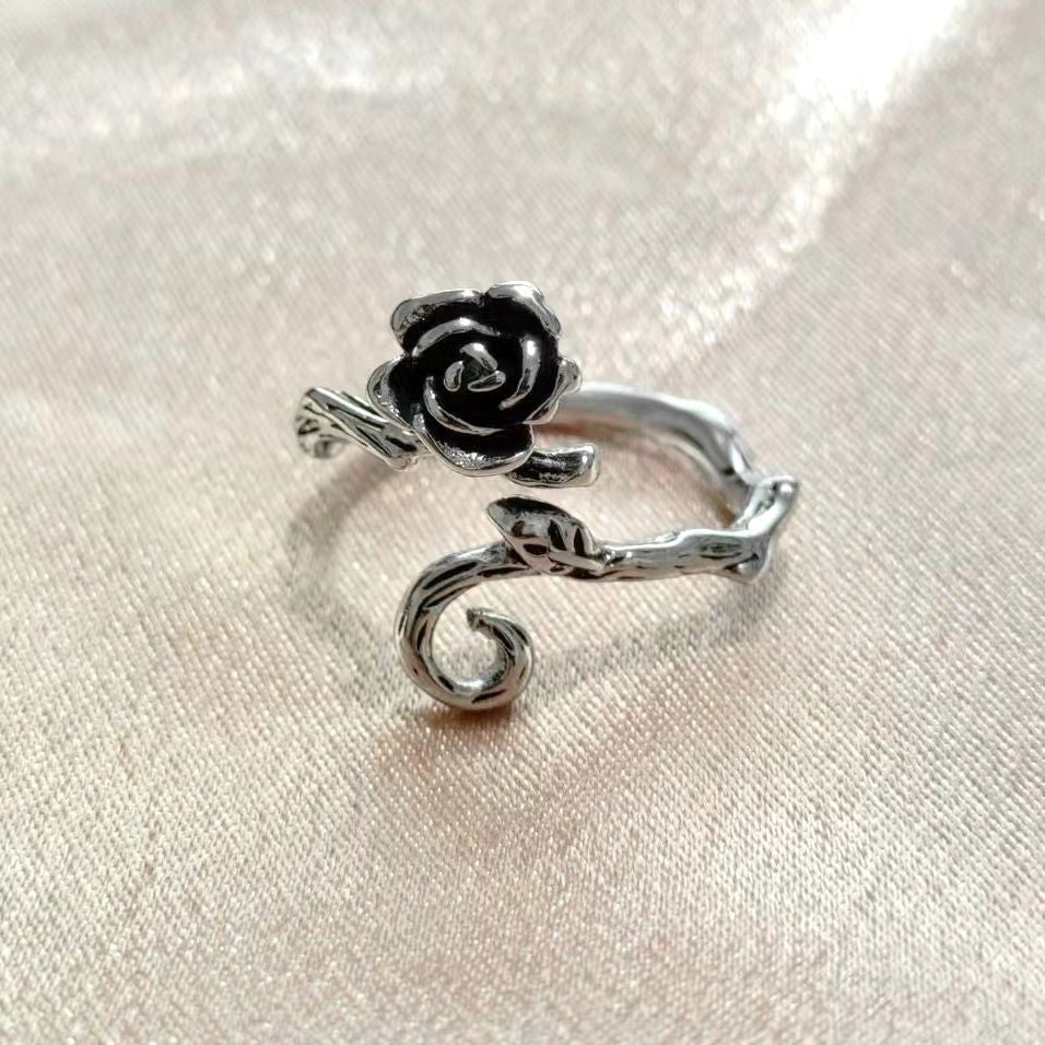 Men's Retro Trendy Sier Open Single Lucky Rings