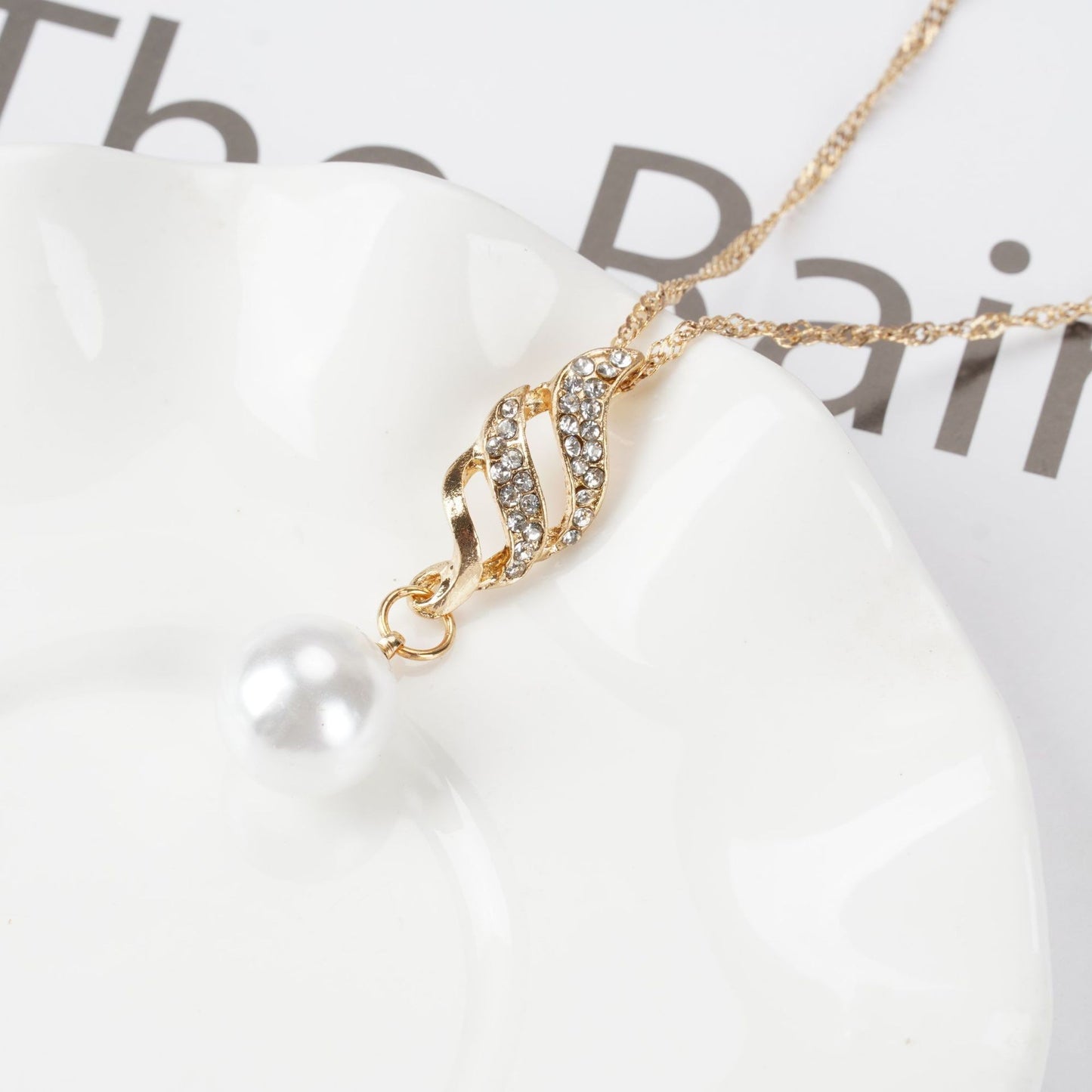 Gold Sier Color Fashion Simple Bridal Rhinestone Spiral Jewelry Set
