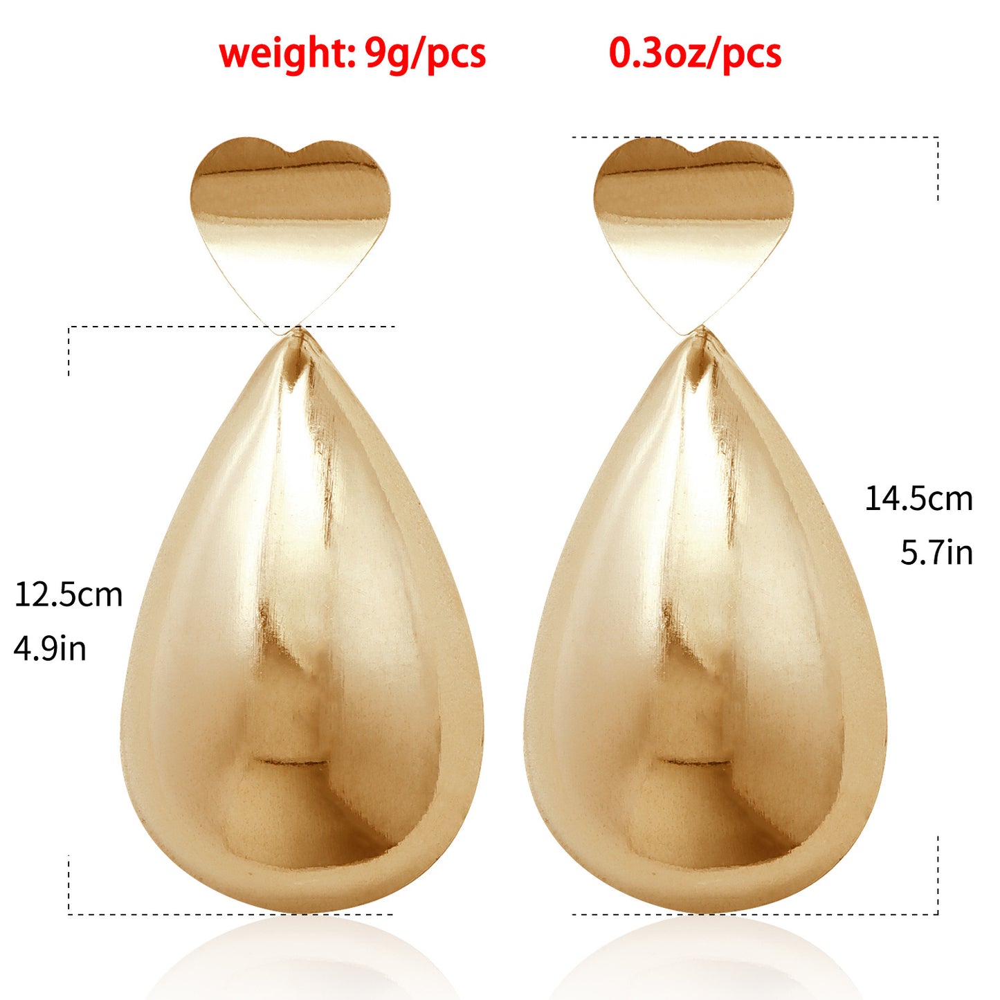 Women's Heart Water Drops Metal Fashion Exaggerated Earrings