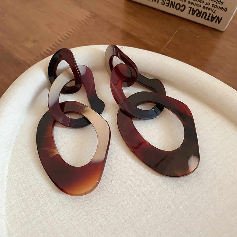Women's Needle Geometric Irregular Resin Fashionable Retro Earrings