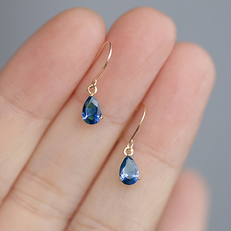 Best-selling Emerald Small Water Drop Western Style French Design Gilded Earrings