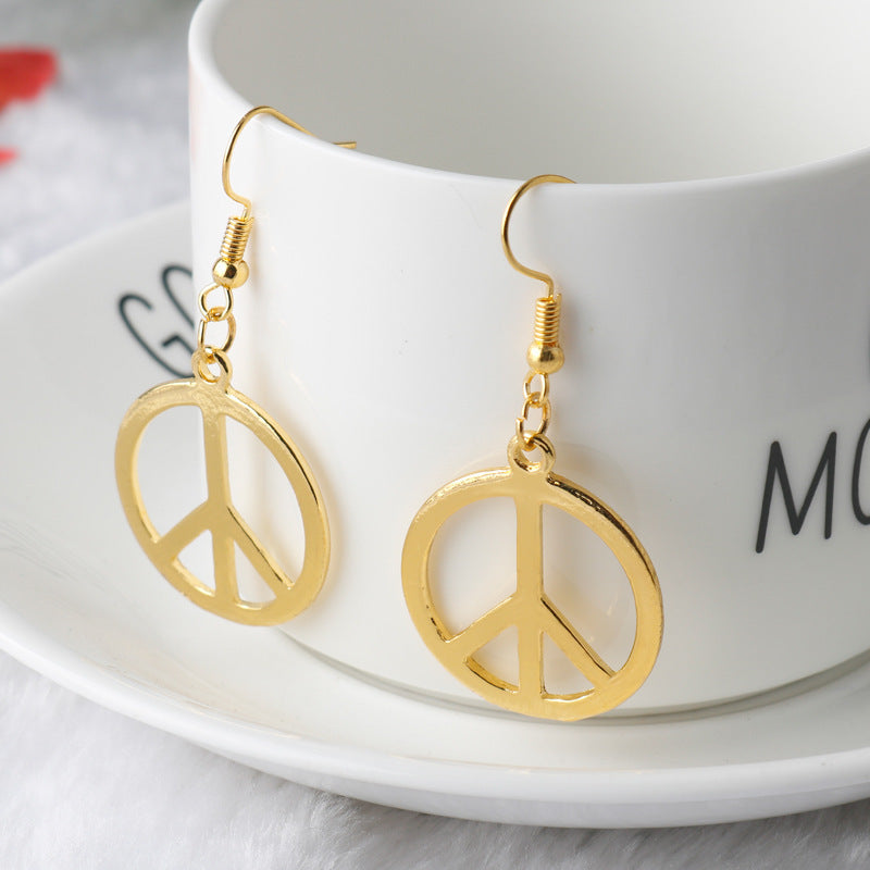 Simple Personality Round Peace Sign Fashion Jewelry Set