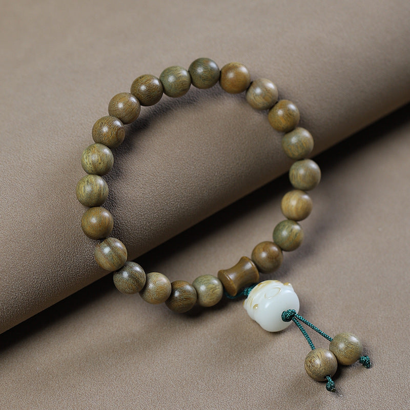 Green Sandalwood Bodhi Root Charcoal Lucky Cat Zi Bracelet