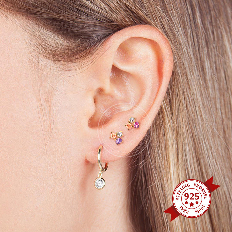 Women's Simple Fashion Creative Style Round Colorful Stud Earrings