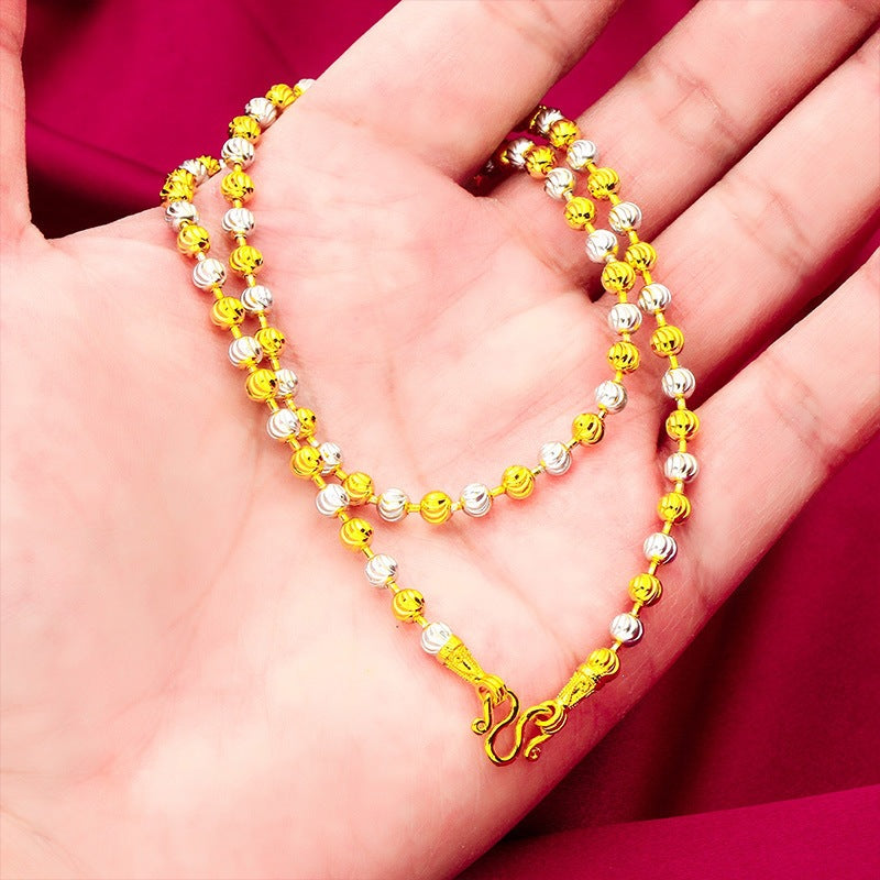 Watermelon Color Double Gold Sier Beads Chain Jewellery Necklace