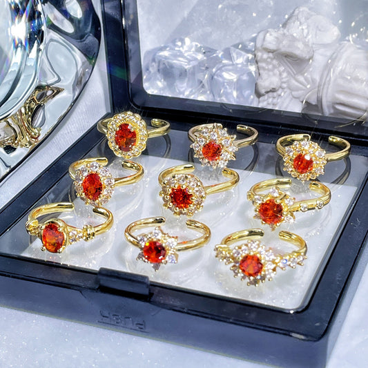 High-grade Red Diamond Open Female Minority Sweet Rings