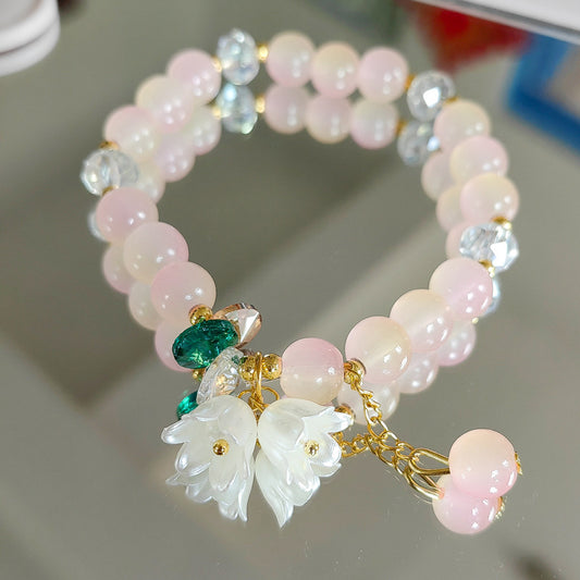 Two-color Lily Female Temperament Small Crystal Bracelet