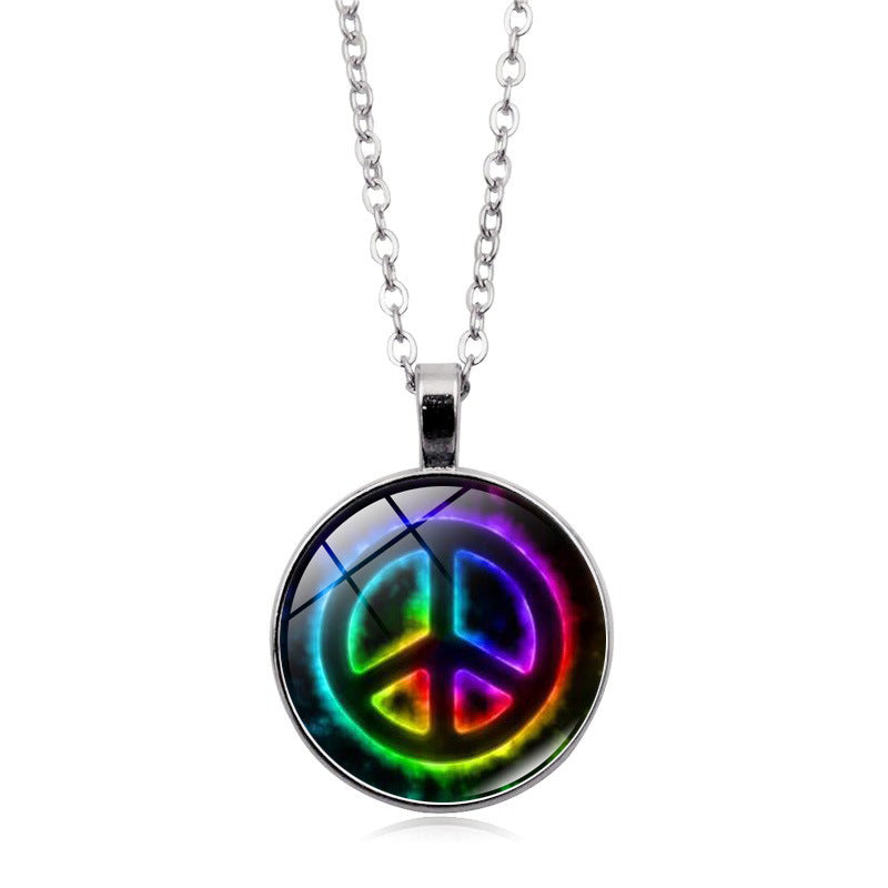 Women's Flower Peace Logo Time Stone For Vintage Necklaces