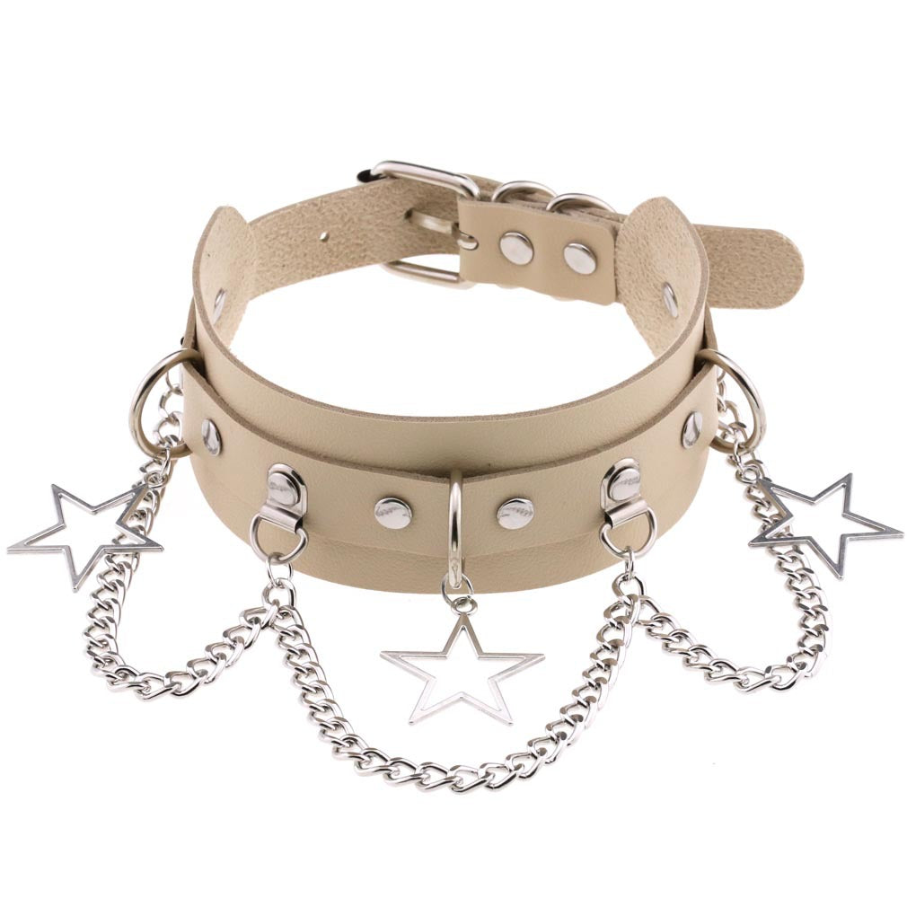 Street Shooting Nightclub Five-pointed Star Chain Clavicle Neck Bandana Collar