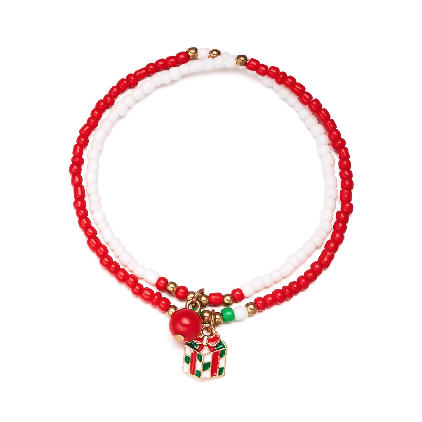 Christmas Dripping Oil Santa Claus Beads Bracelets