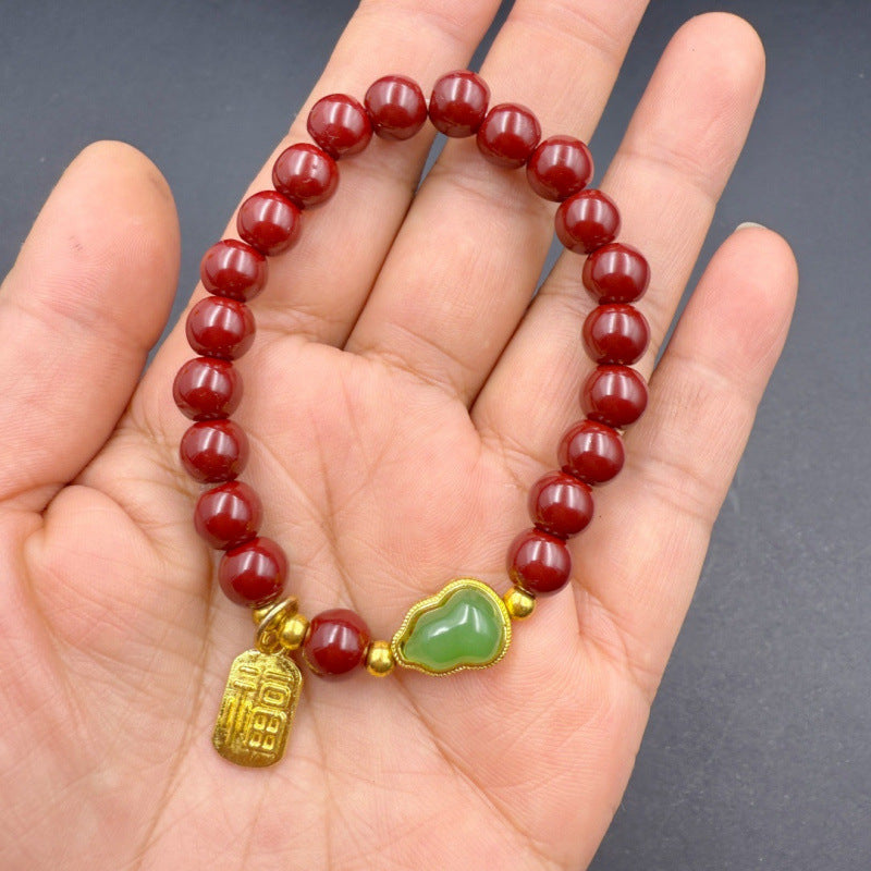 Women's Cinnabar Female Life Safety Gourd Fu Lu Fortune String Bracelets