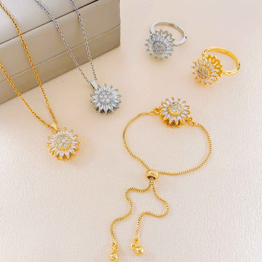 Women's Trendy Summer Rotating Sunflower High-grade Necklaces