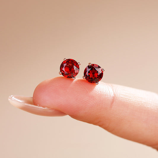 Simple Classic Red Crystal Light Luxury Pigeon Stud Earrings