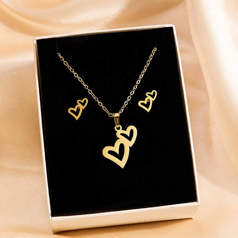 Stainless Steel Design Fashion Suit Metal Style Geometric Heart Necklaces