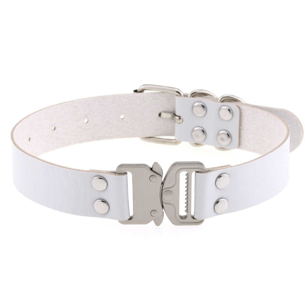 Simple Release Buckle Clavicle Creative Classic Pin Leather Collar