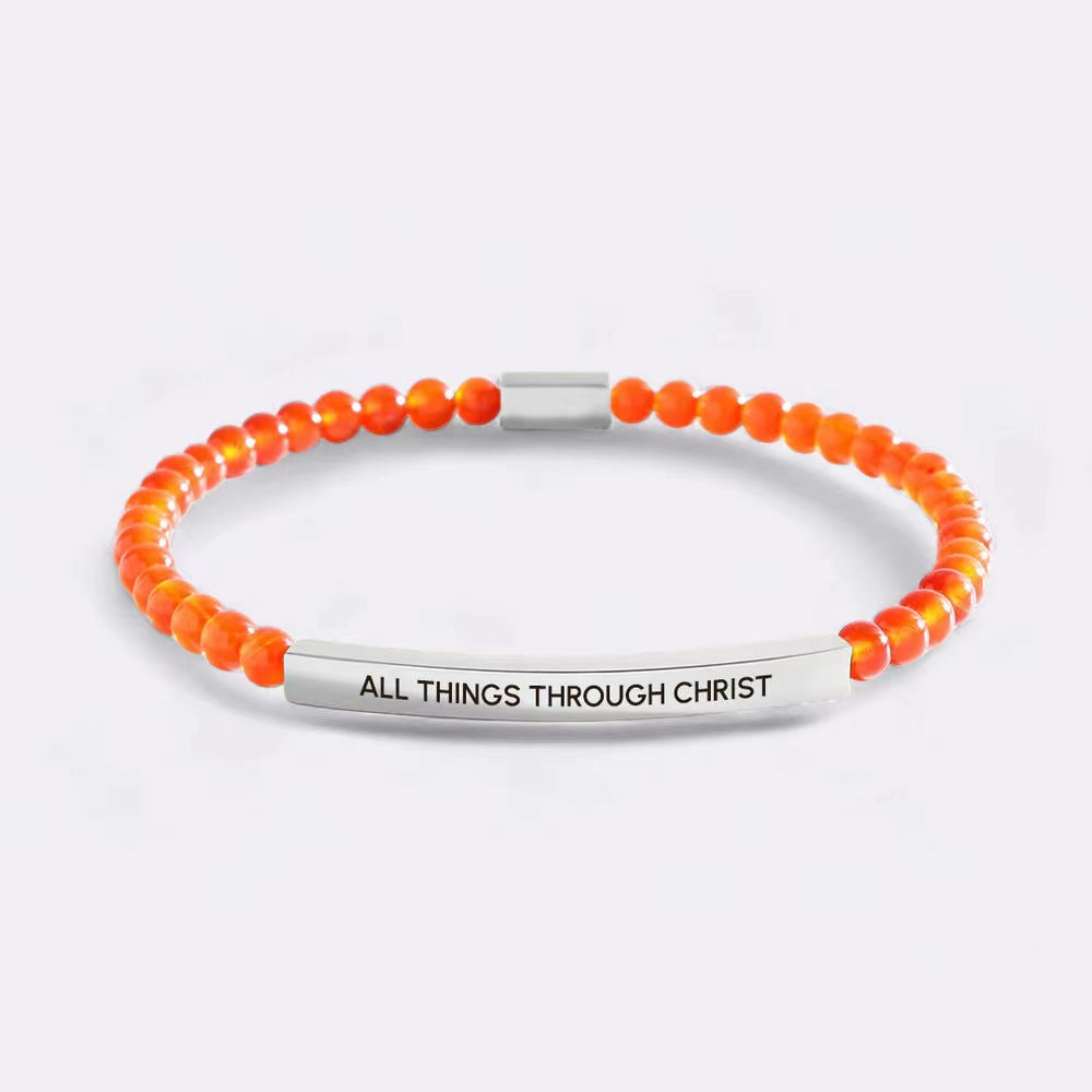 Elbow Laser Sculpture String Beads Chain Bracelet