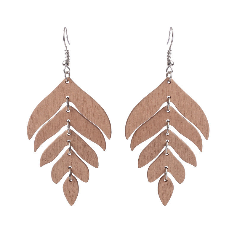 Fashion Retro Style Wooden Long Eardrops Earrings