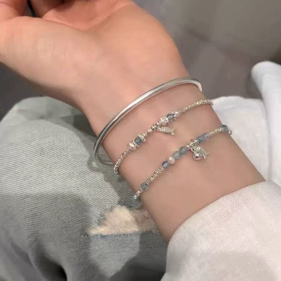 Pieces Of Sier Natural Pearl Fish Bracelet