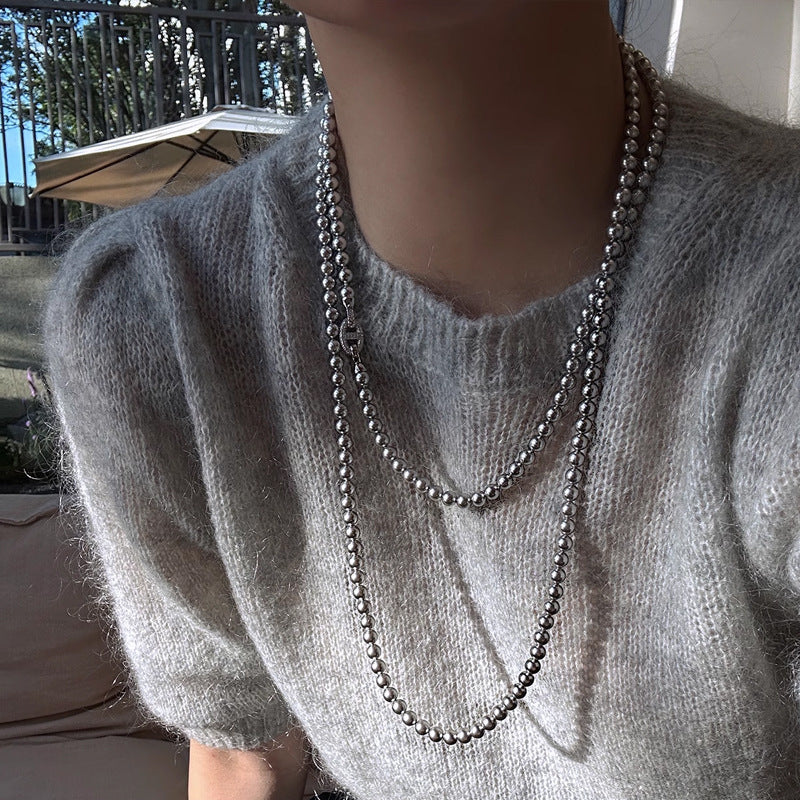 Women's Extended Glass Pearl Sweater Chain Long Necklaces