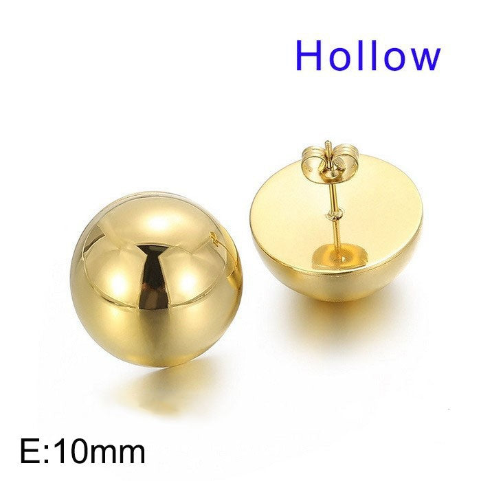 Women's Creative Fashion Stainless Steel Hemisphere Hollow Earrings