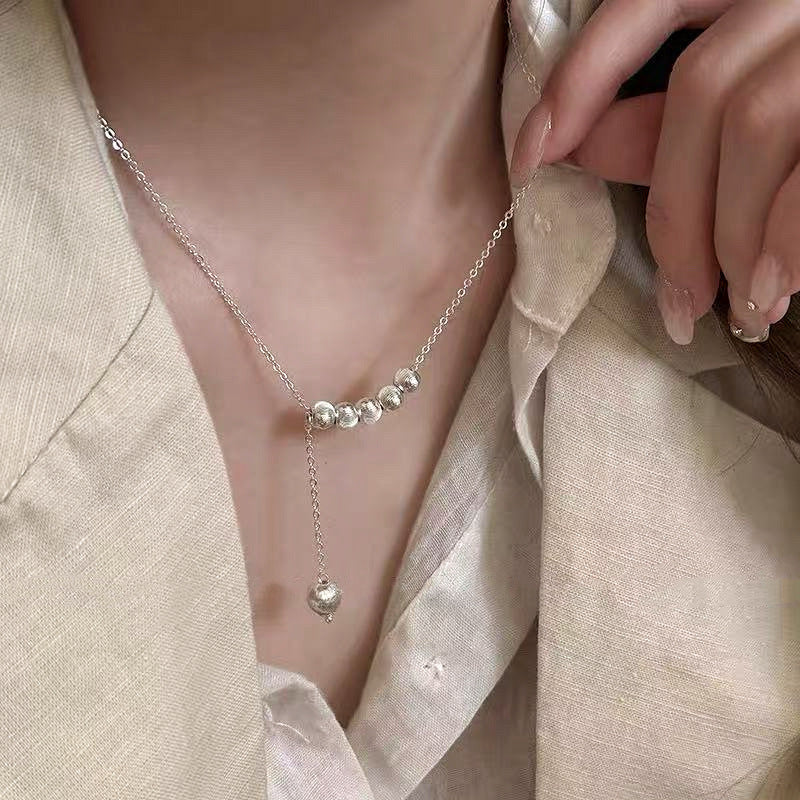 Sier Safety Lock Chinese Style White Necklace