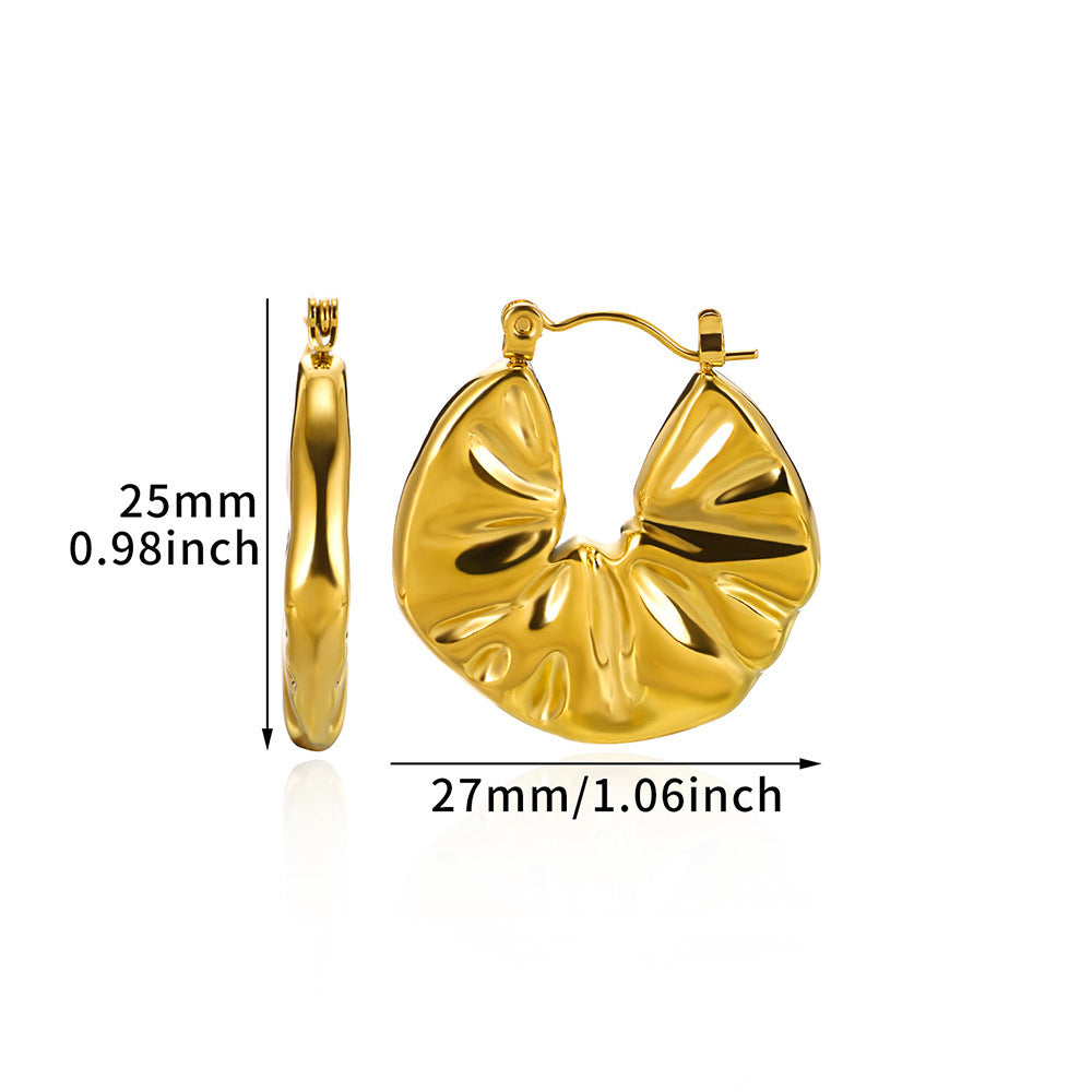 Exaggerated Stainless Steel Golden Flower Female Petal Rings