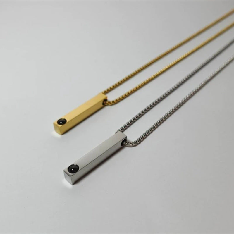 Cold Style Titanium Steel Long Bar Column Necklaces
