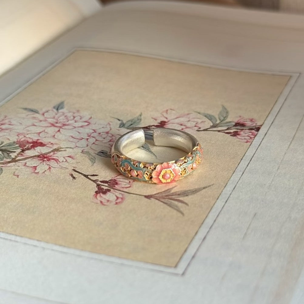 Women's Enamel Begonia Niche High-grade Light Luxury Ring