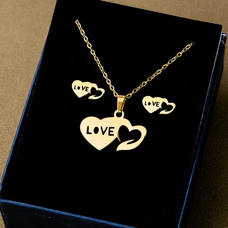 Stainless Steel Design Fashion Suit Metal Style Geometric Heart Necklaces