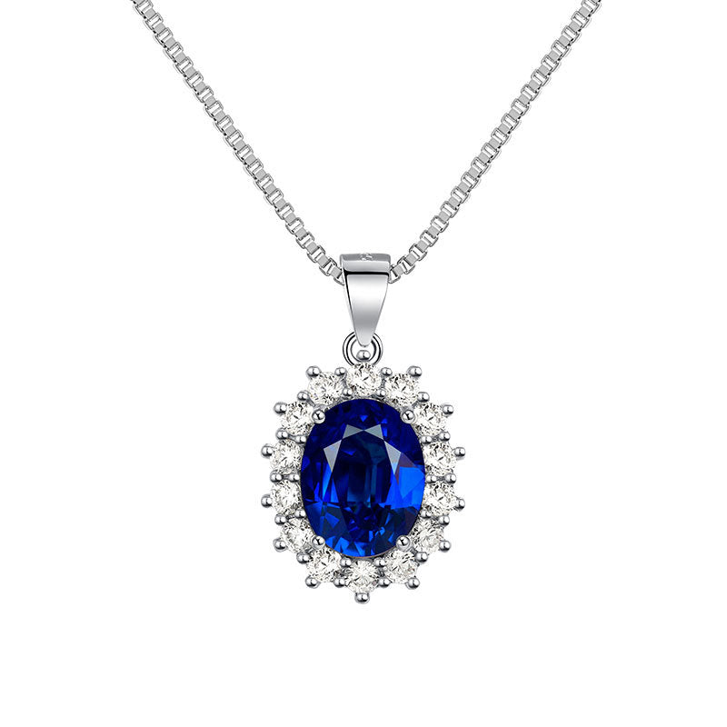 Gems High Sense Princess Round Sapphire Necklaces