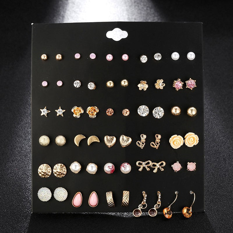 Metal Irregular Geometry Pairs Earings Vintage Pearl Earrings