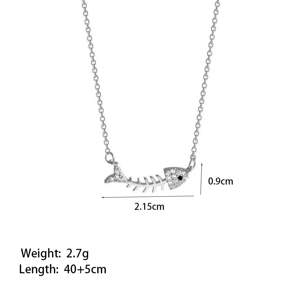 Women's Style Temperament Entry Lux Full Zirconium Copper Micro Necklaces