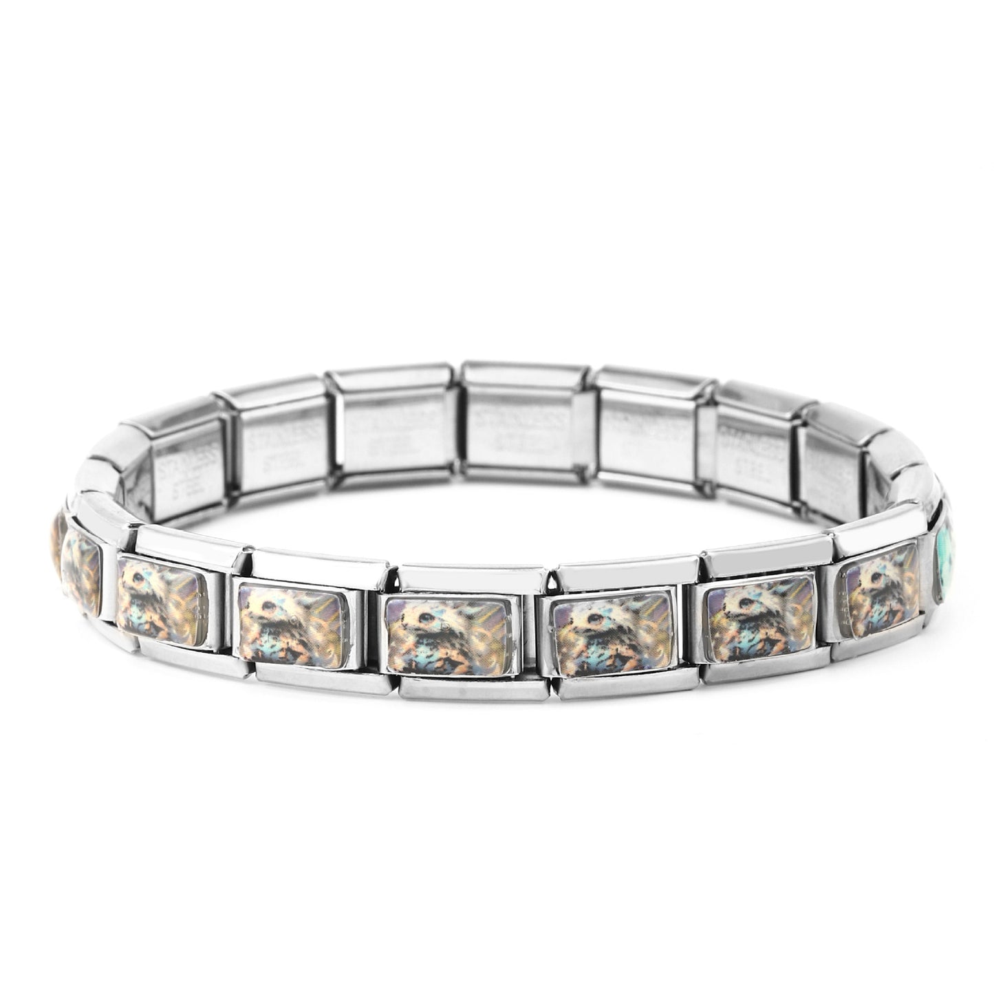 Italian Cartoon Cat Module Stainless Steel Bracelets