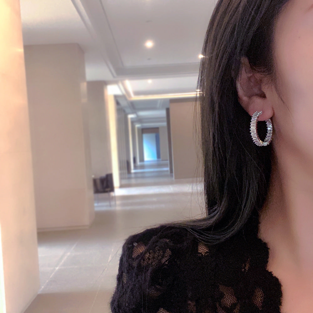 Women's Luxury Shiny Full Rhinestone Zircon Shaped Ear Earrings